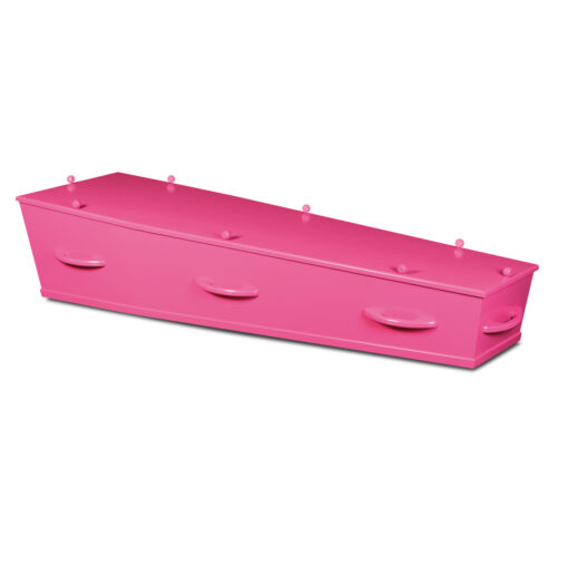 6e roze uitvaartkist (barbie kleur) voor begrafenis of crematie
