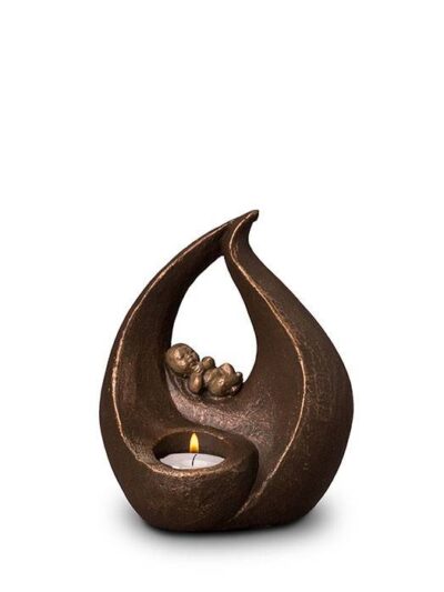 UGK 002 AT Keramische urn brons Geborgen traan (waxine)