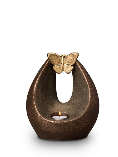 UGK 037 AT Keramische urn brons Verlichte vlinder
