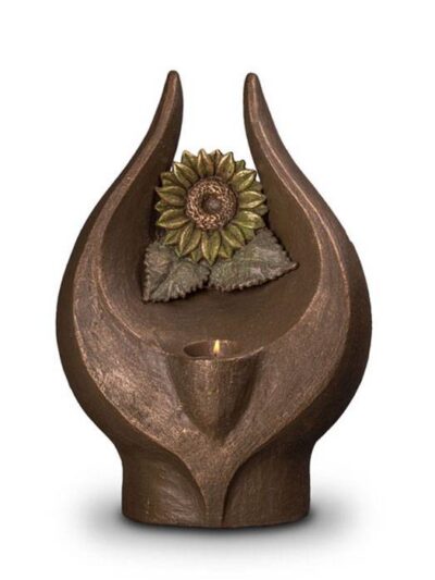 UGK 076 BT Keramische urn brons Stralende zonnebloem (waxine)