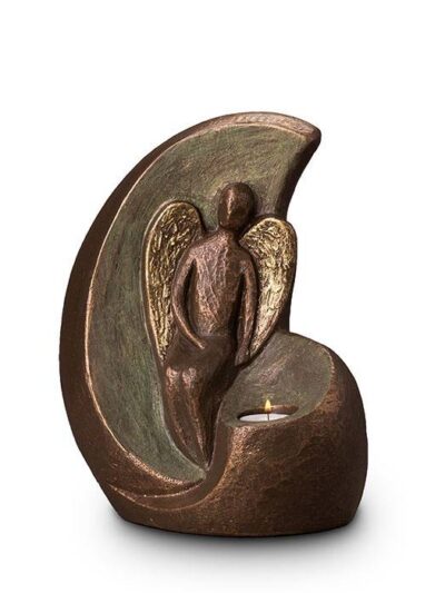 UGK 301 BT Keramische urn brons Geborgen engel (waxine)